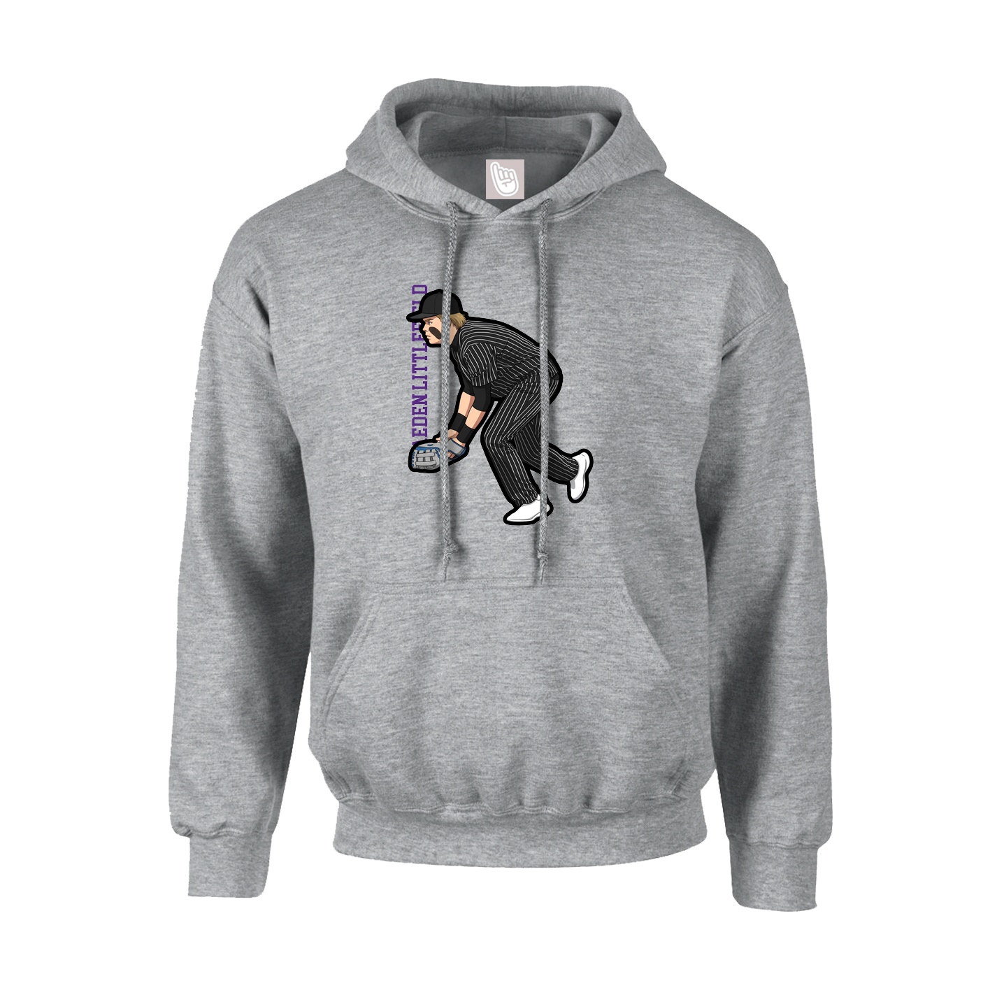 Youth Hoodie — Name Vertical in Grey