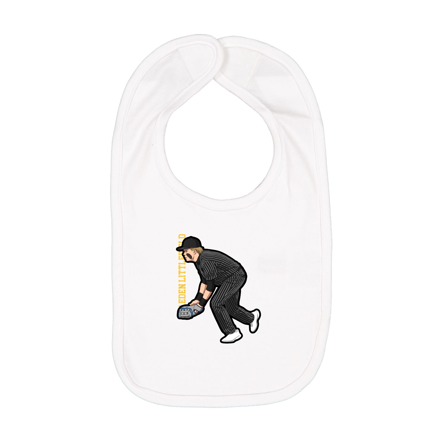 Infant Bib — Name Vertical in White