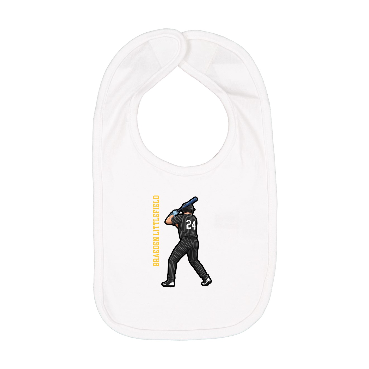 Infant Bib — Name Vertical in White