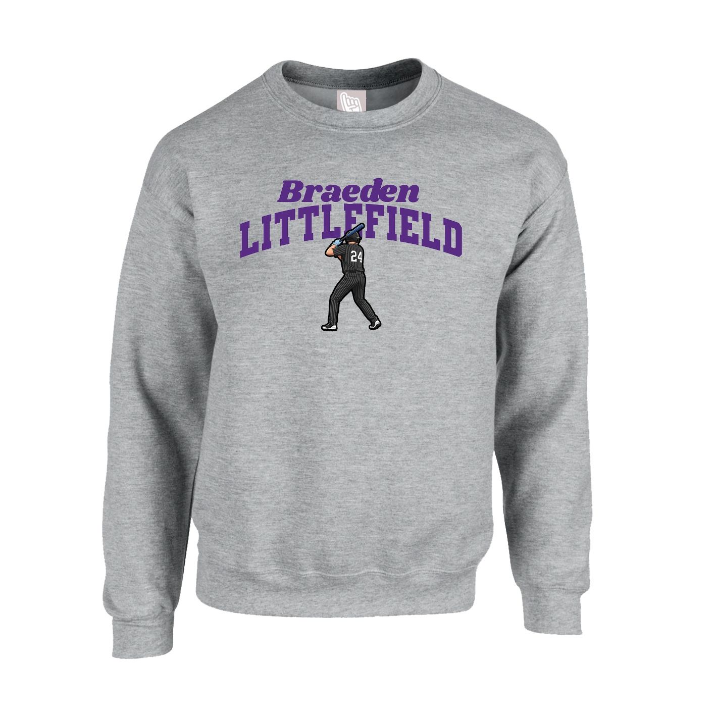 Fleece Crew — Signature Arch in Grey
