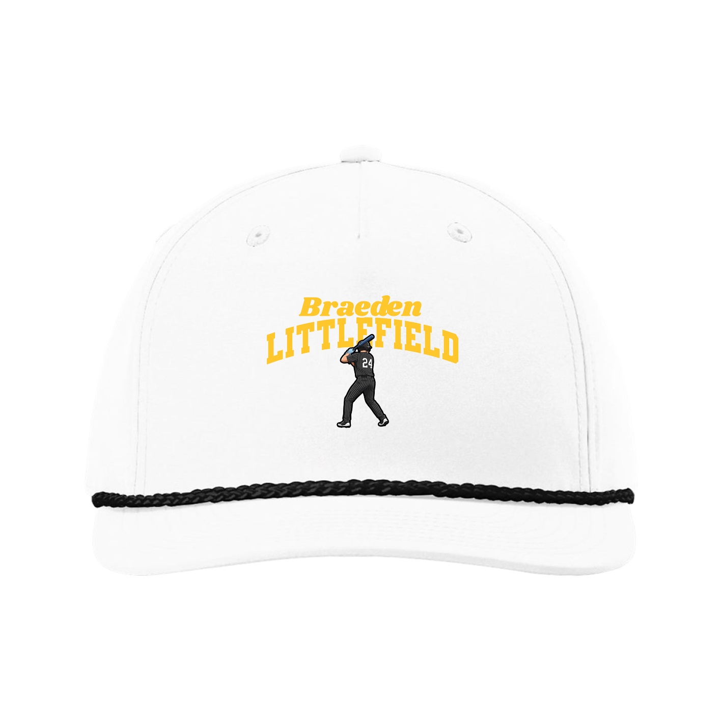 Five-Panel Classic Rope Cap — Signature Arch in White
