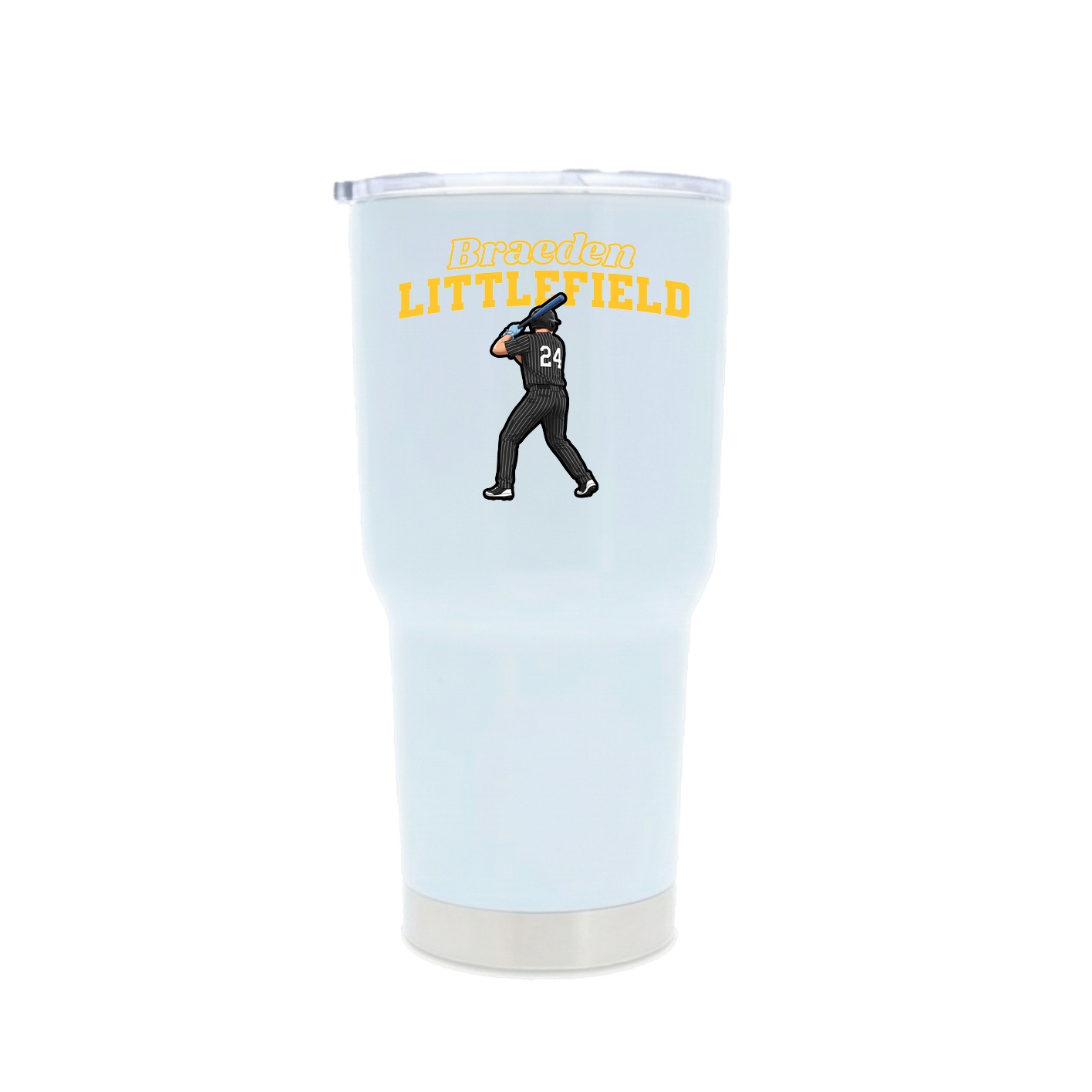 30oz Stainless Steel Tumbler — Name Arch in White