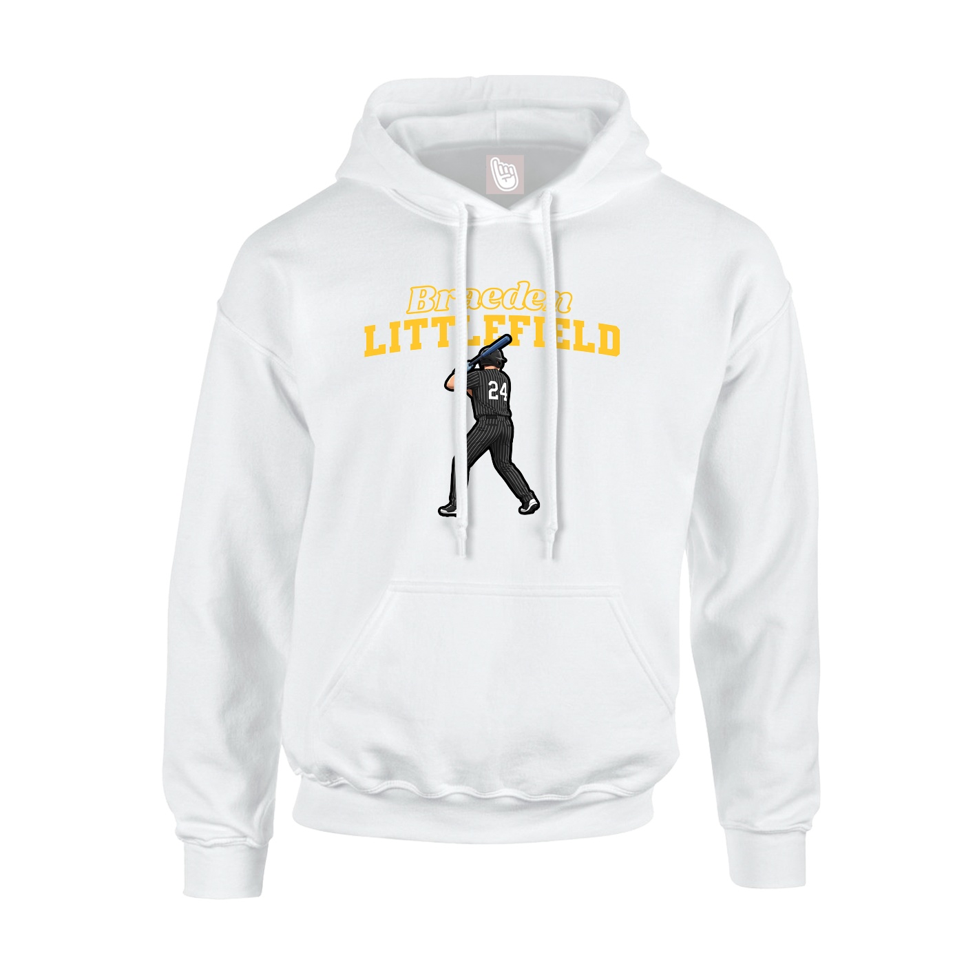 Youth Hoodie — Name Arch in White