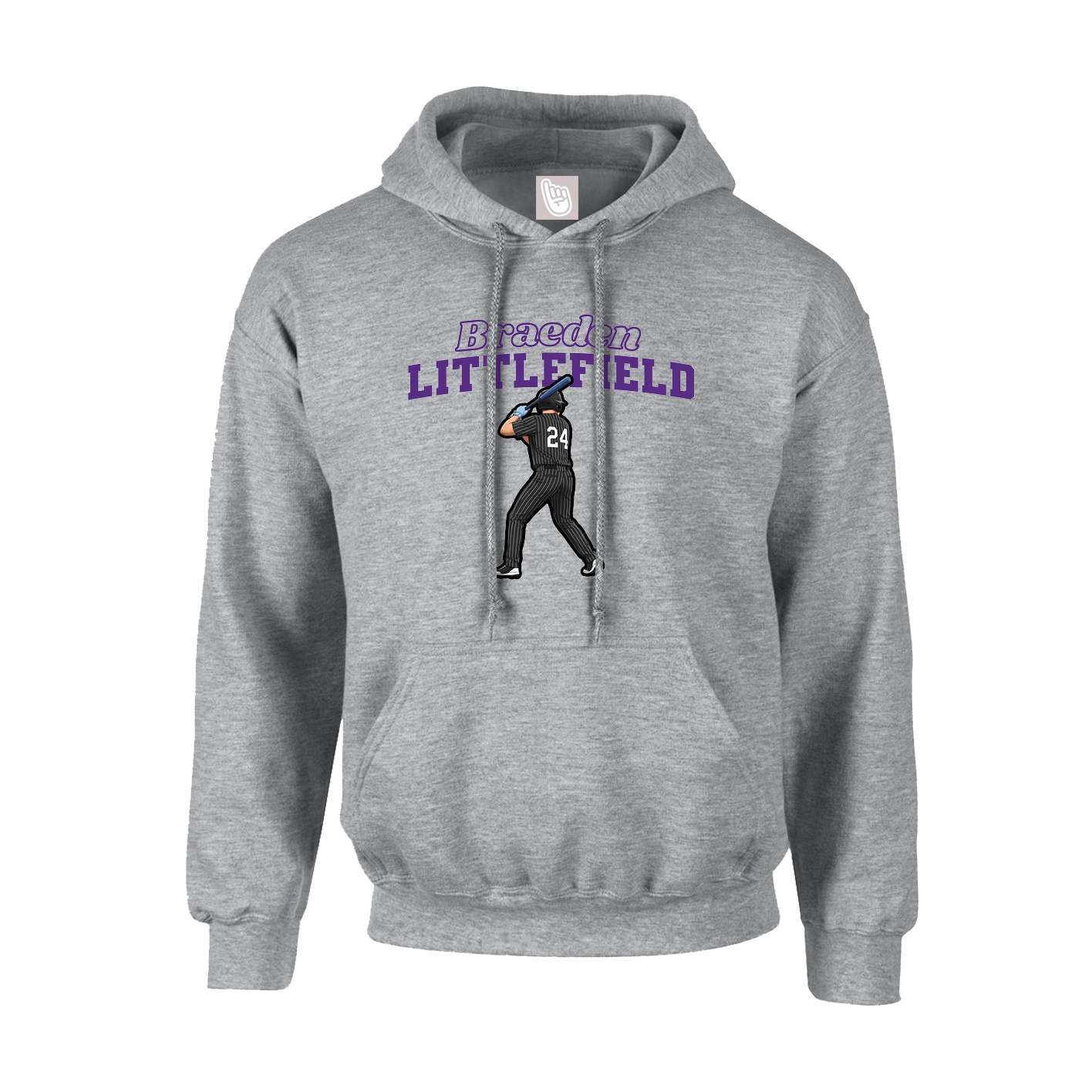 Youth Hoodie — Name Arch in Grey