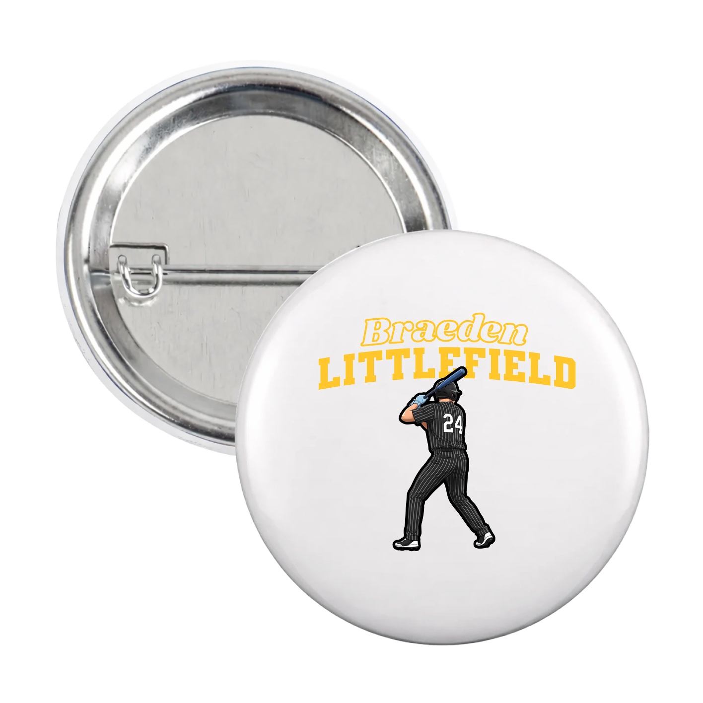 Game Day Button — Name Arch in White