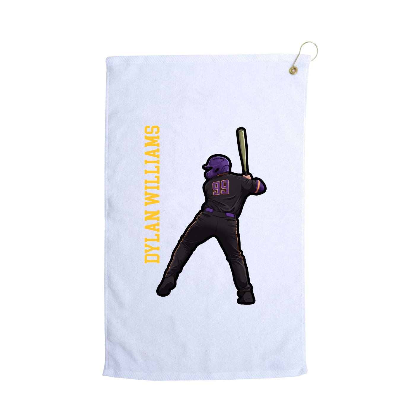 Golf Towel — Name Vertical in White