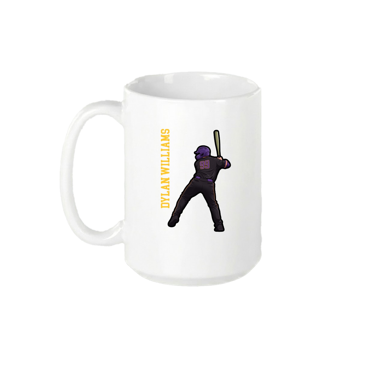 15oz Coffee Mug — Name Vertical in White