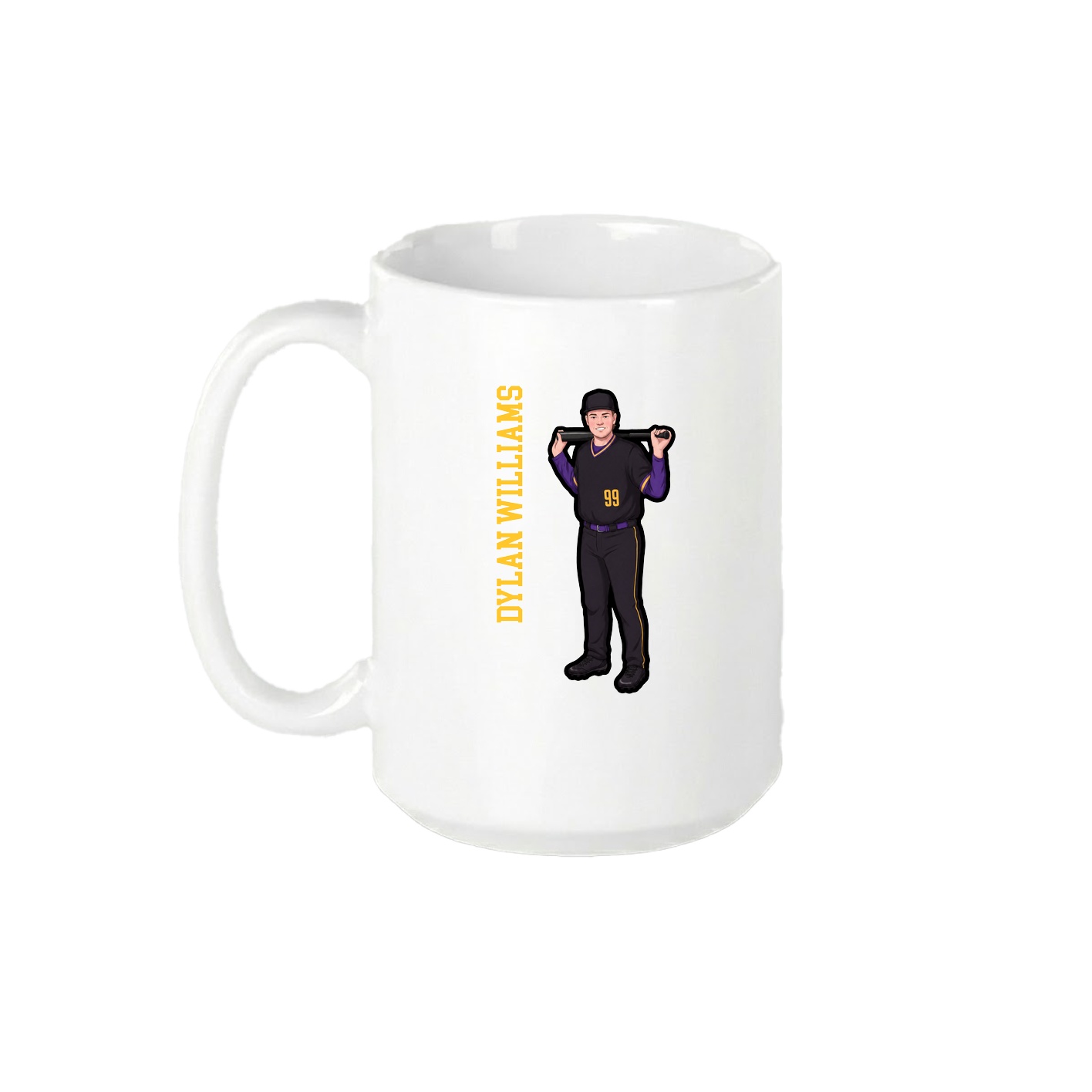 15oz Coffee Mug — Name Vertical in White