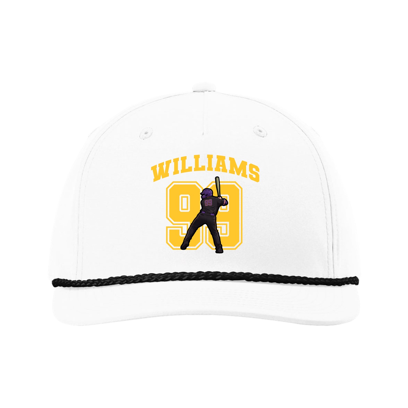 Five-Panel Classic Rope Cap — Number in White