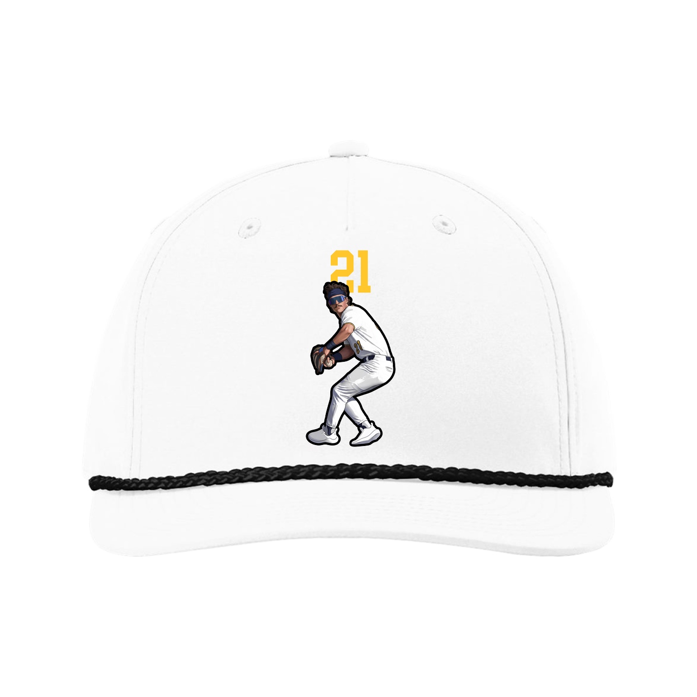 Five-Panel Classic Rope Cap — Number Top in White