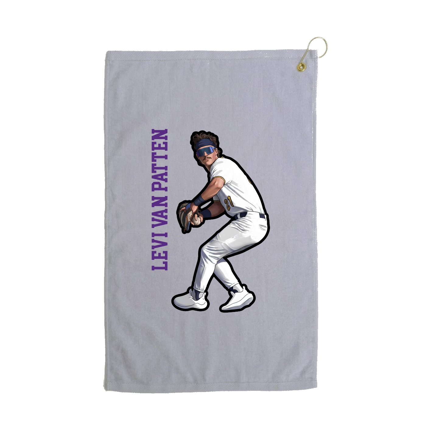 Golf Towel — Name Vertical in Grey
