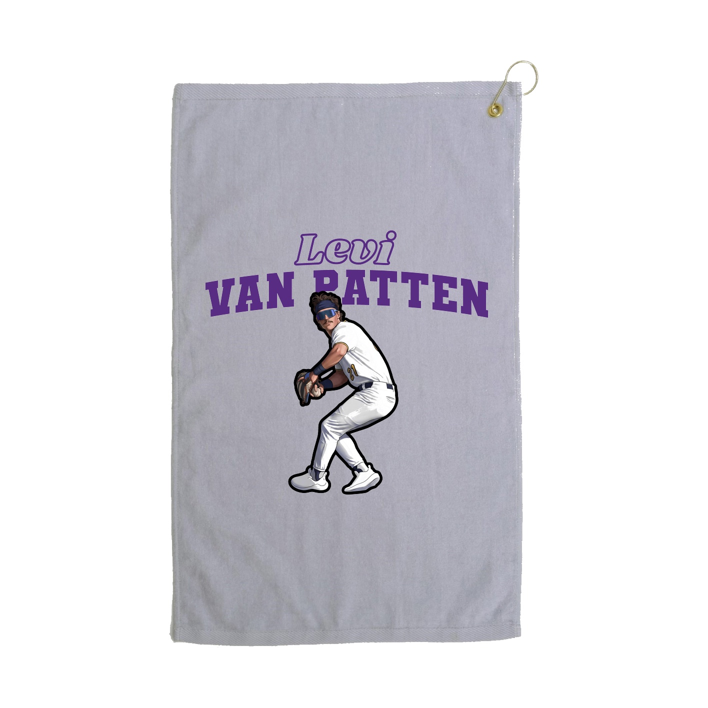 Golf Towel — Name Arch in Grey