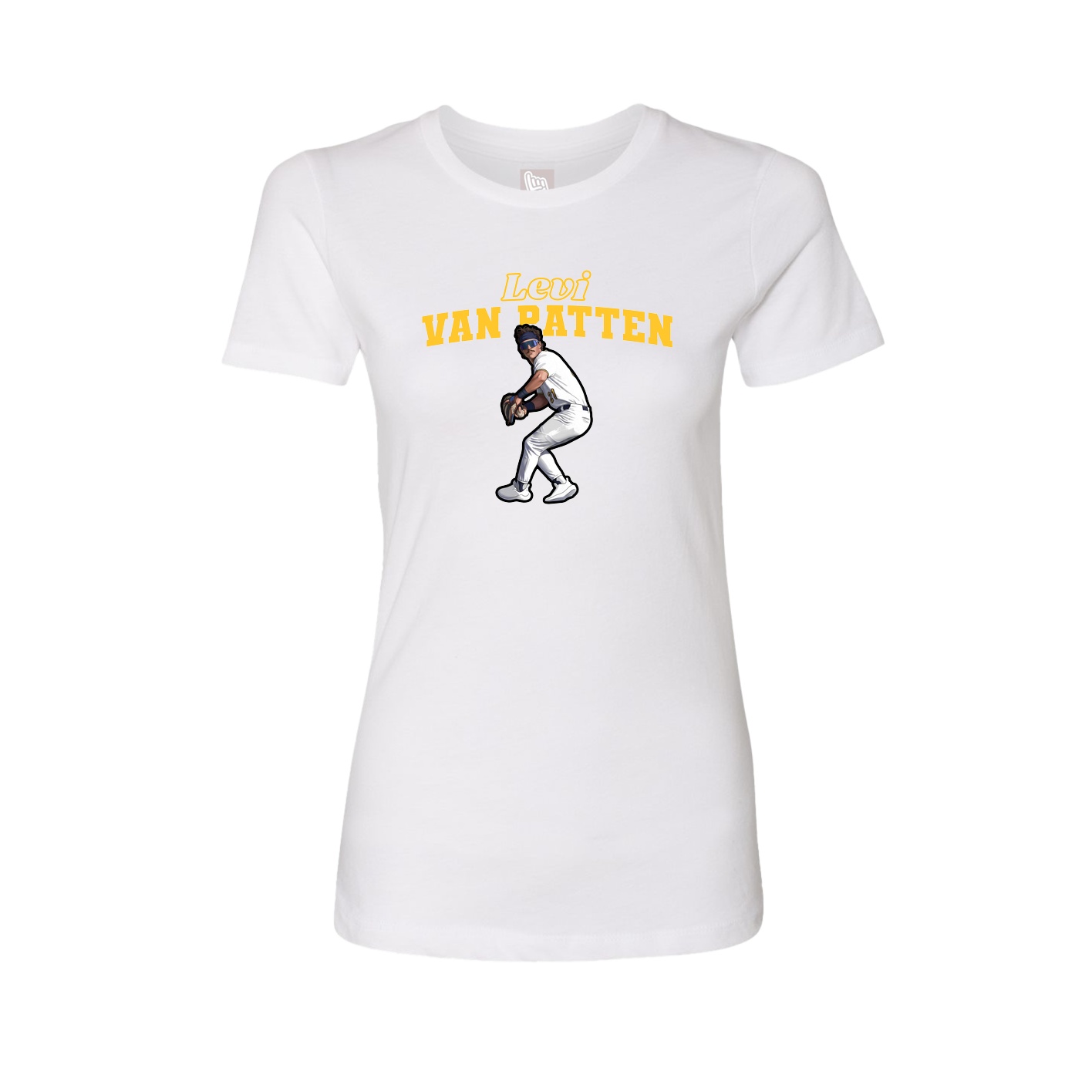 Fitted Women's Tee — Name Arch in White