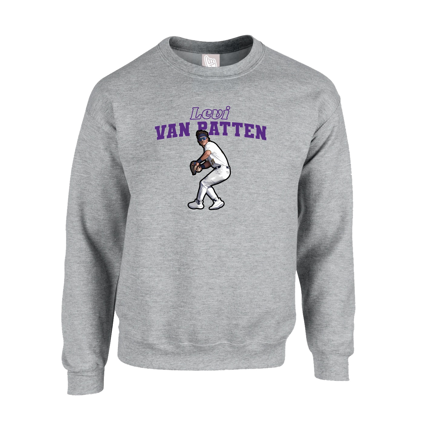 Fleece Crew — Name Arch in Grey