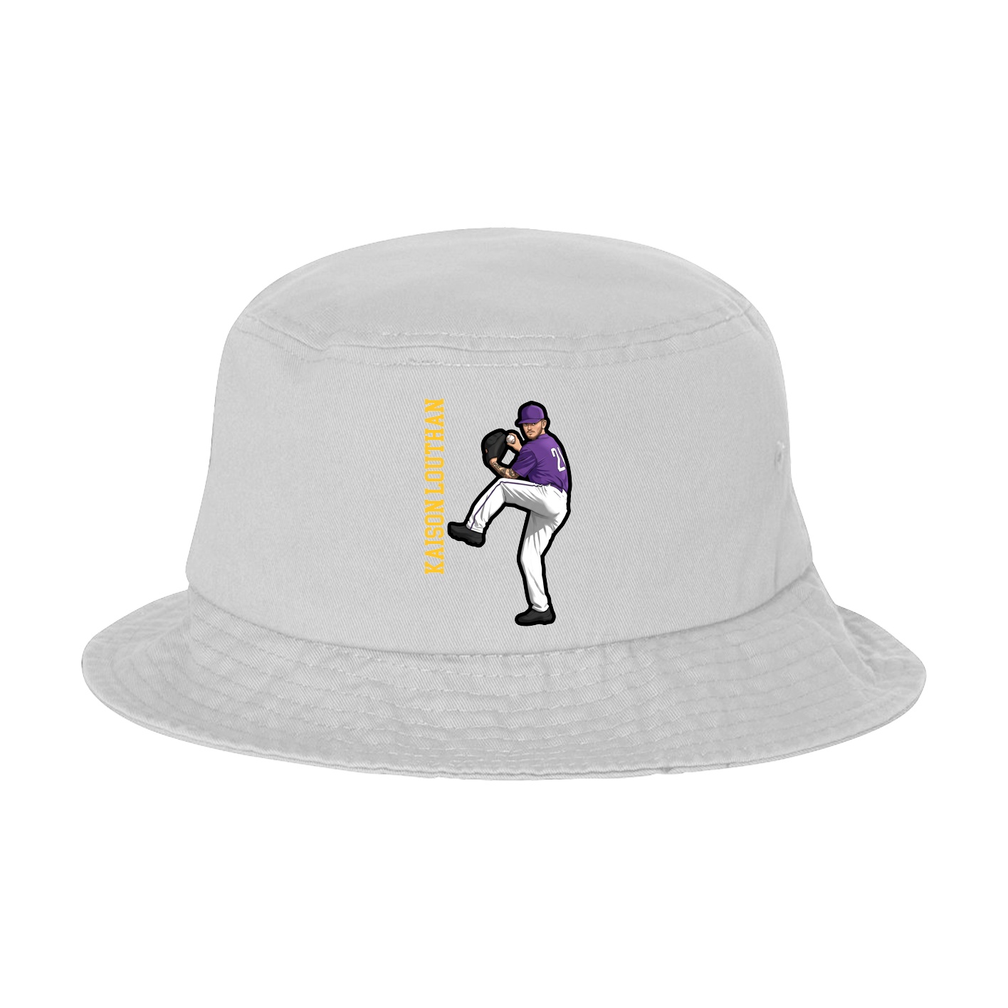 Bucket Cap — Name Vertical in White