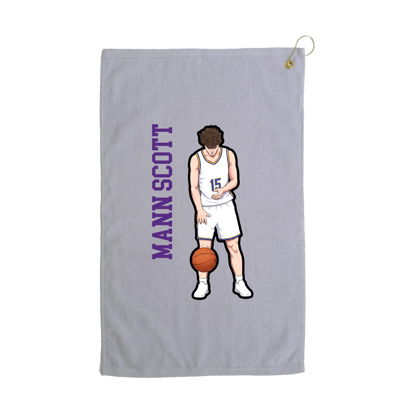 Golf Towel — Name Vertical in Grey