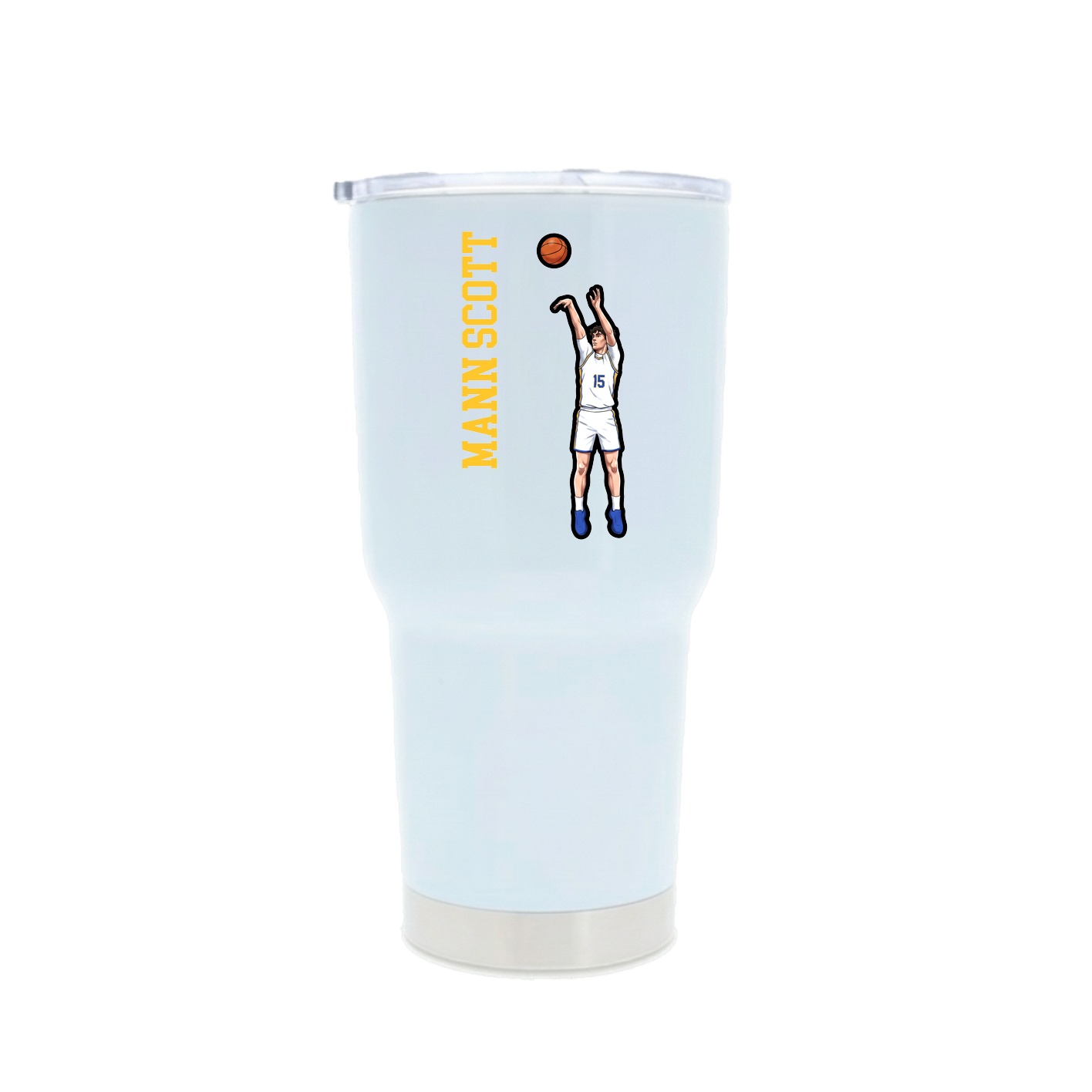 30oz Stainless Steel Tumbler — Name Vertical in White