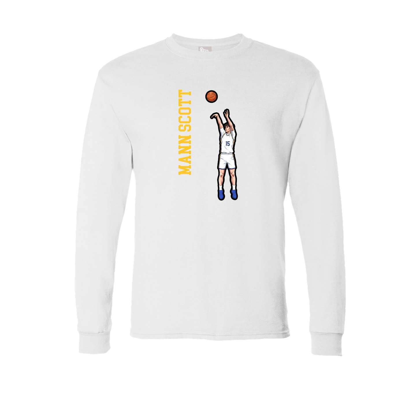 Long Sleeve Tee — Name Vertical in White