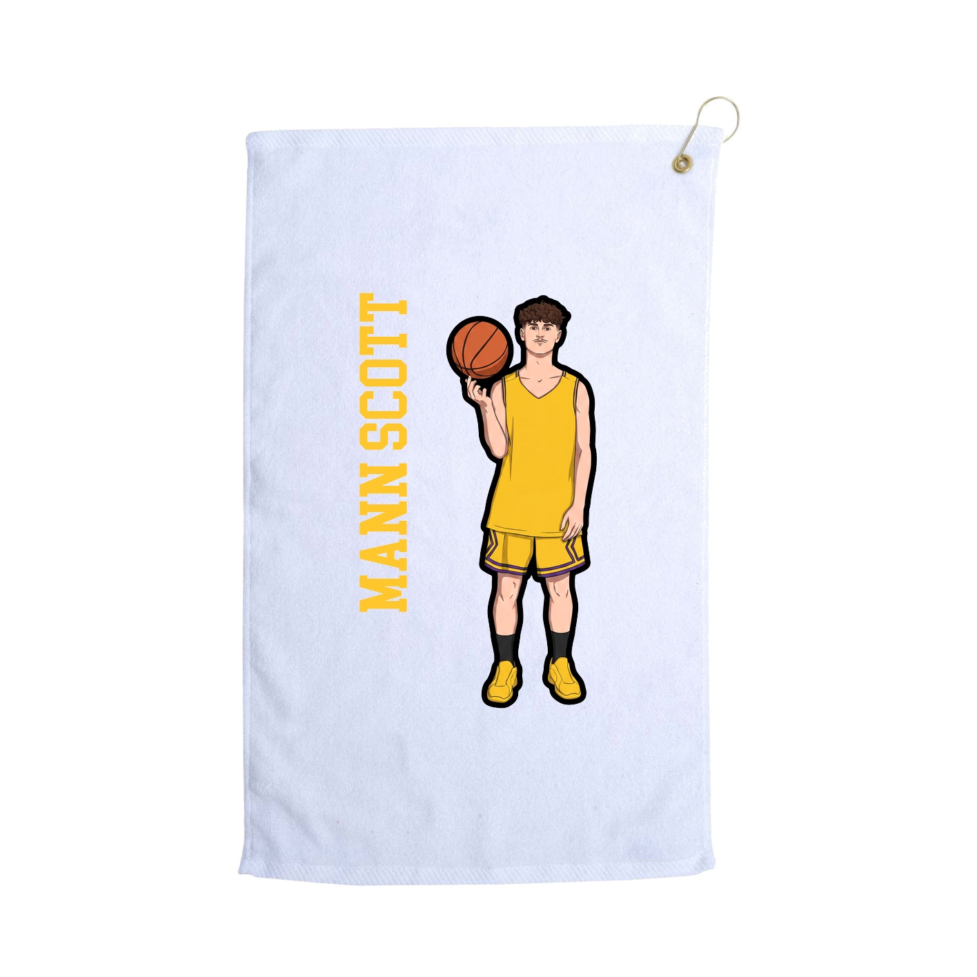 Golf Towel — Name Vertical in White