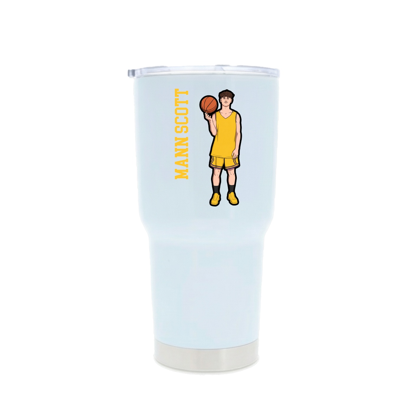 30oz Stainless Steel Tumbler — Name Vertical in White