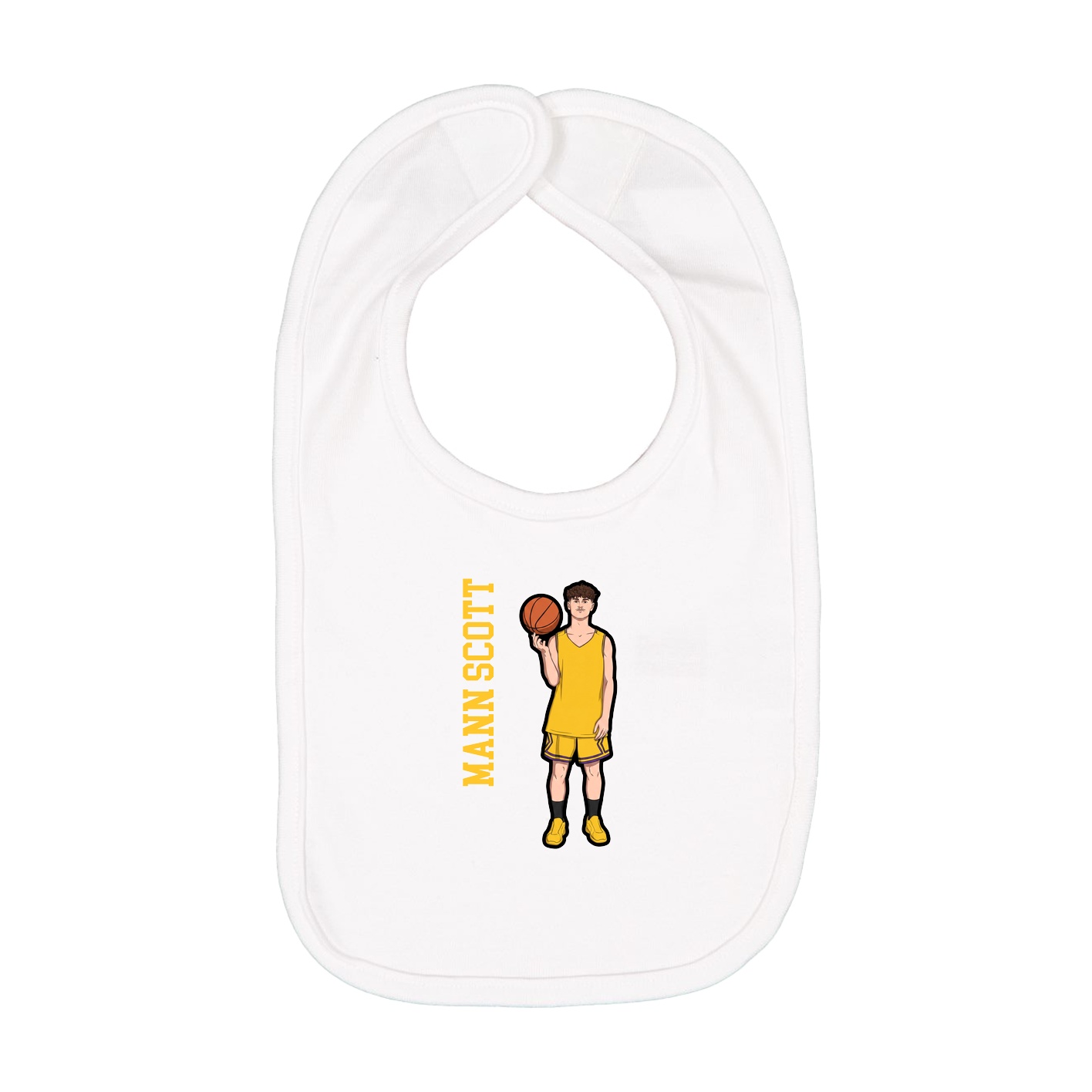 Infant Bib — Name Vertical in White