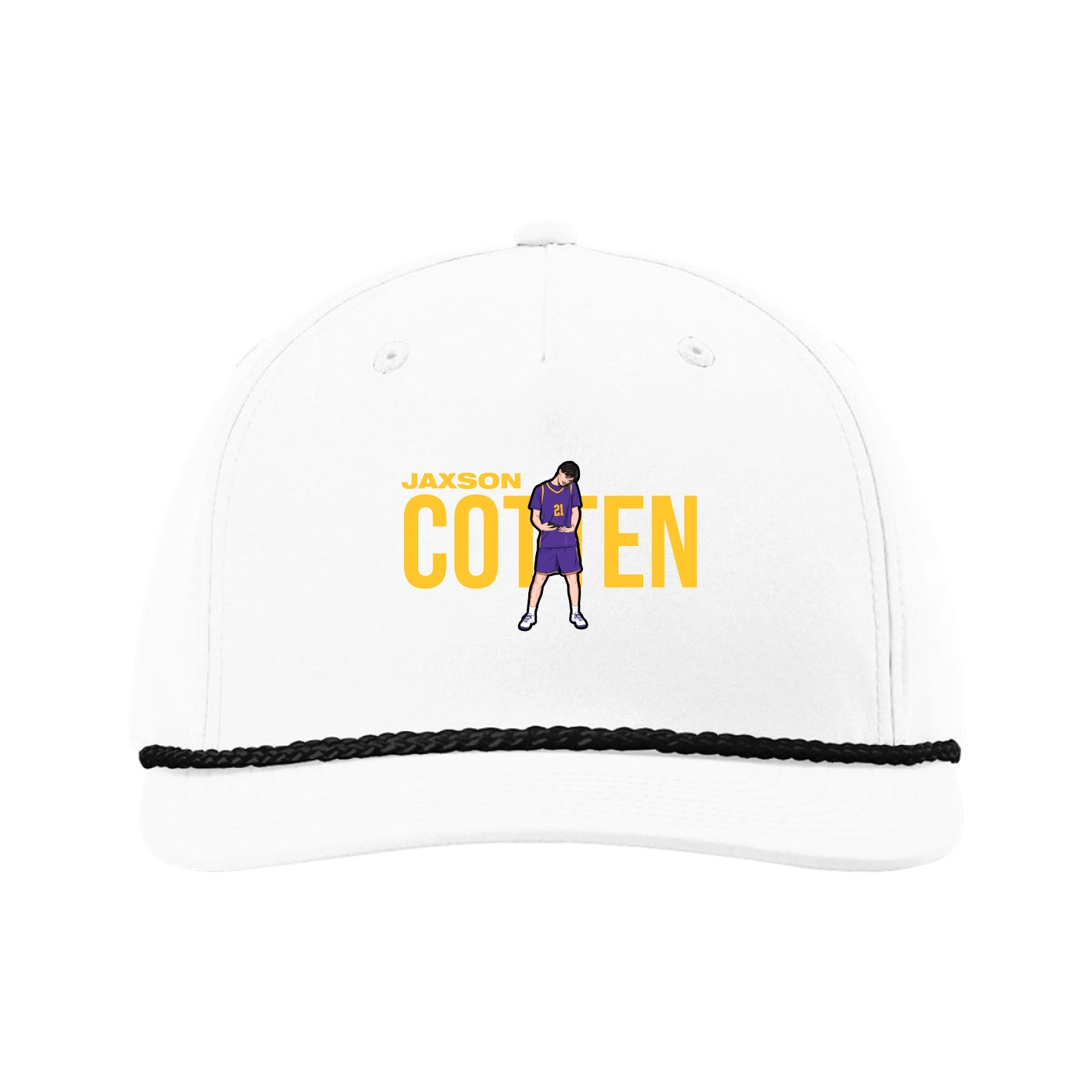 Five-Panel Classic Rope Cap — Player Name in White