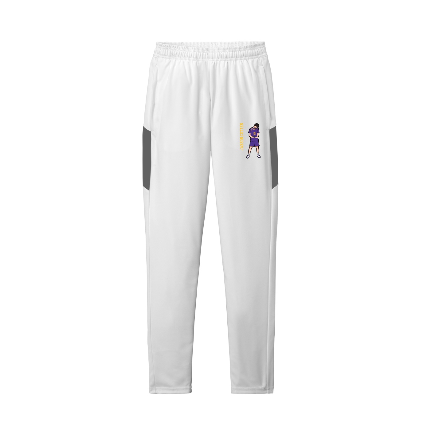 Team Travel Pant — Name Vertical in White/Grey
