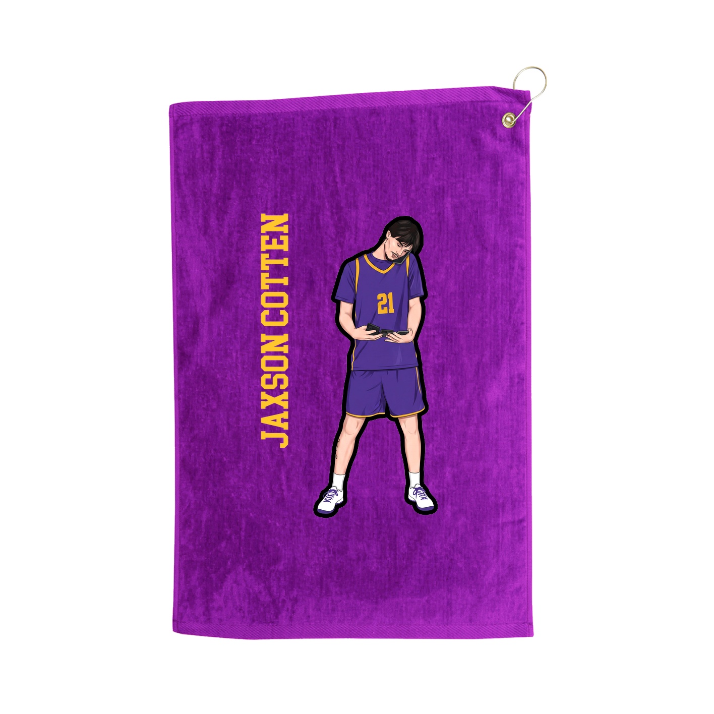 Golf Towel — Name Vertical in Purple
