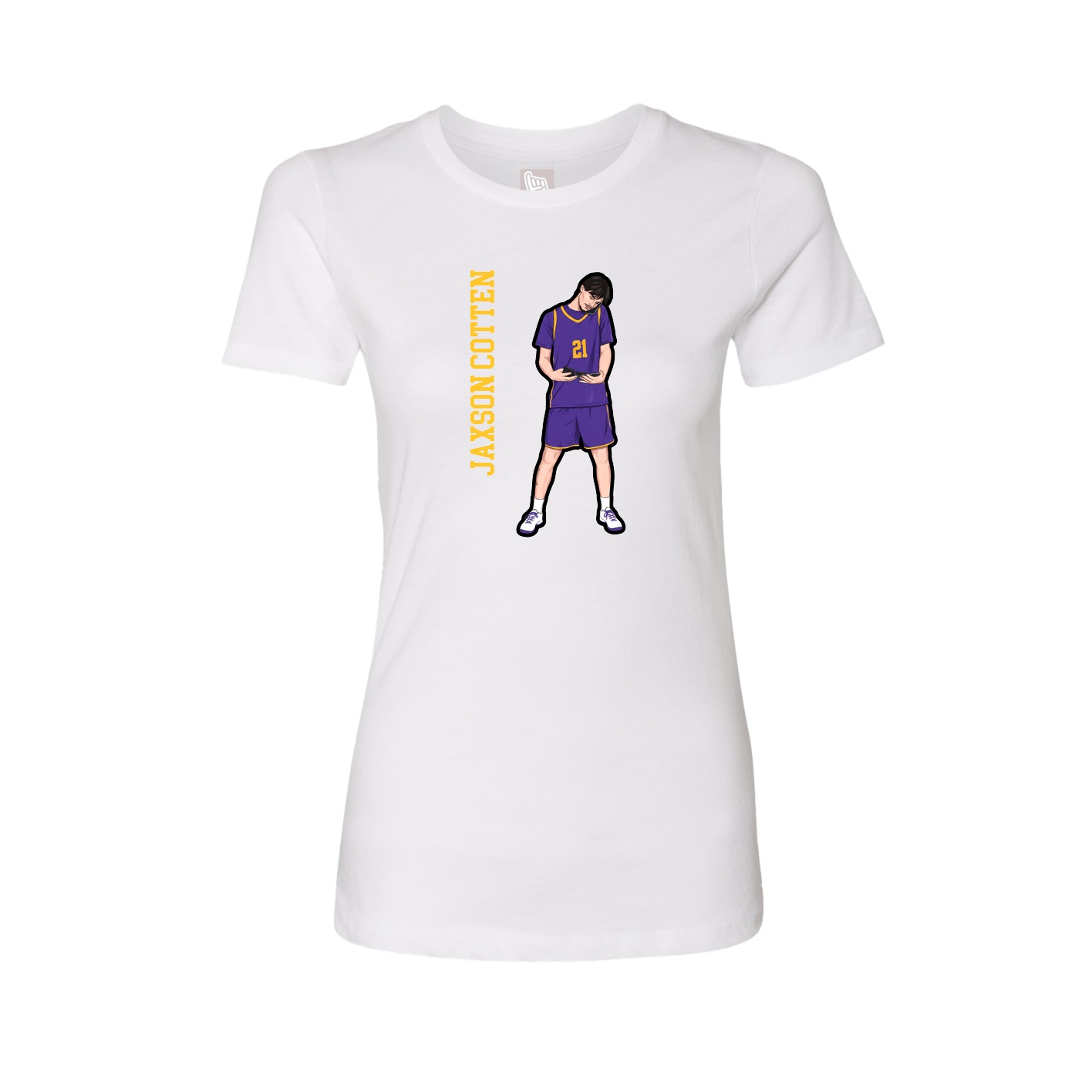 Fitted Women's Tee — Name Vertical in White