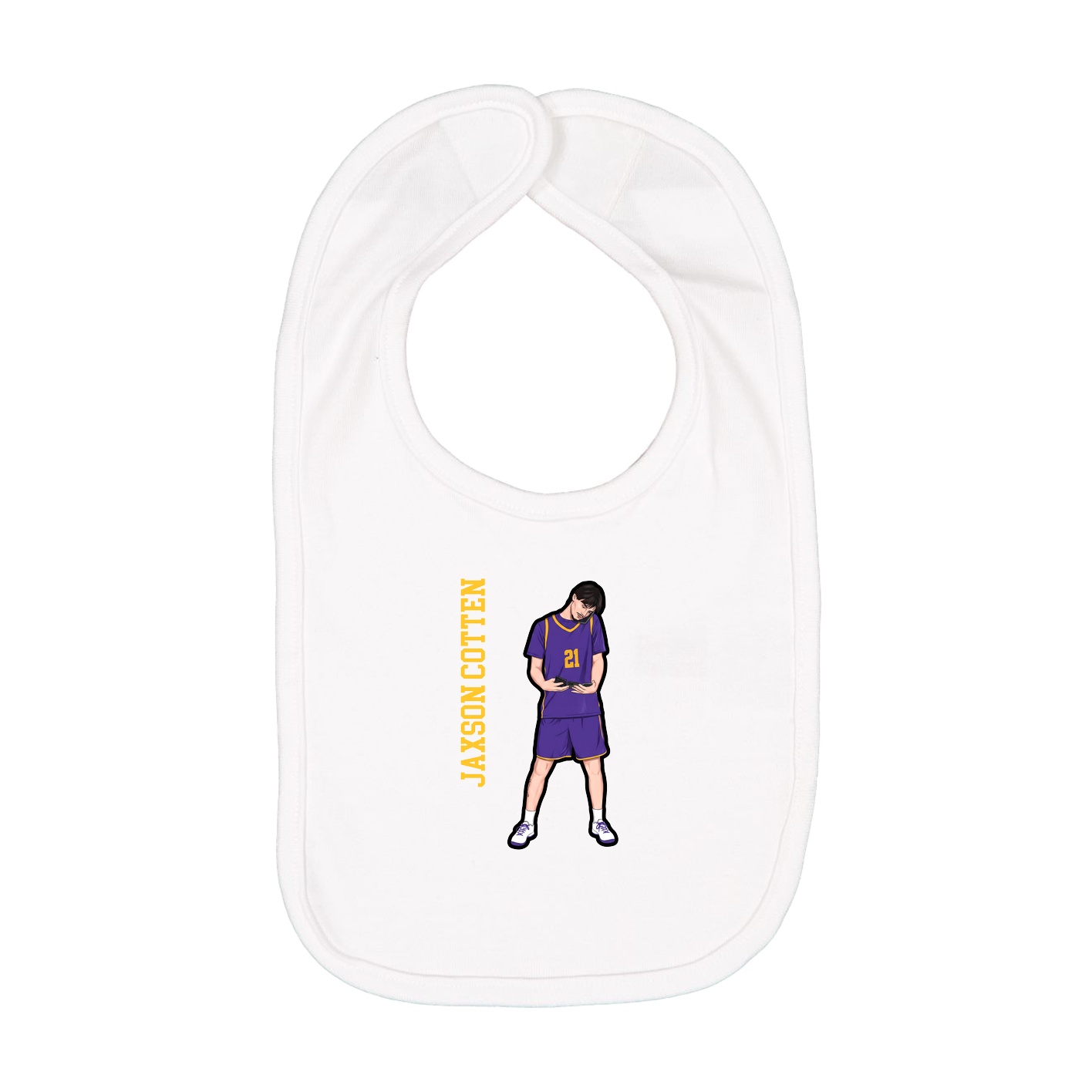 Infant Bib — Name Vertical in White