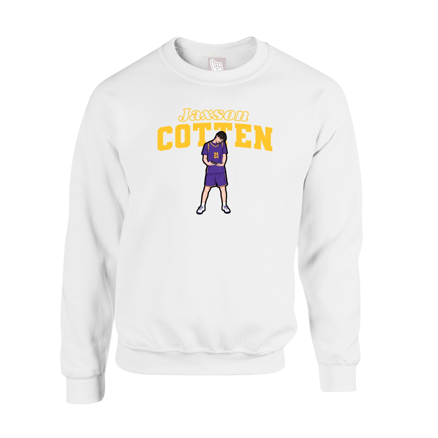 Fleece Crew — Name Arch in White