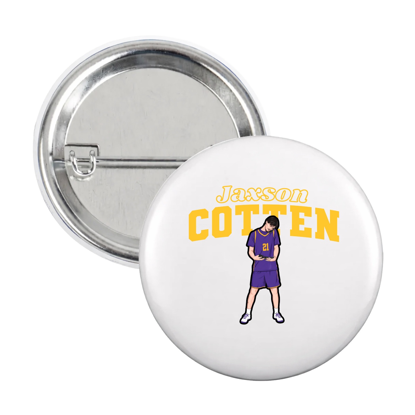 Game Day Button — Name Arch in White