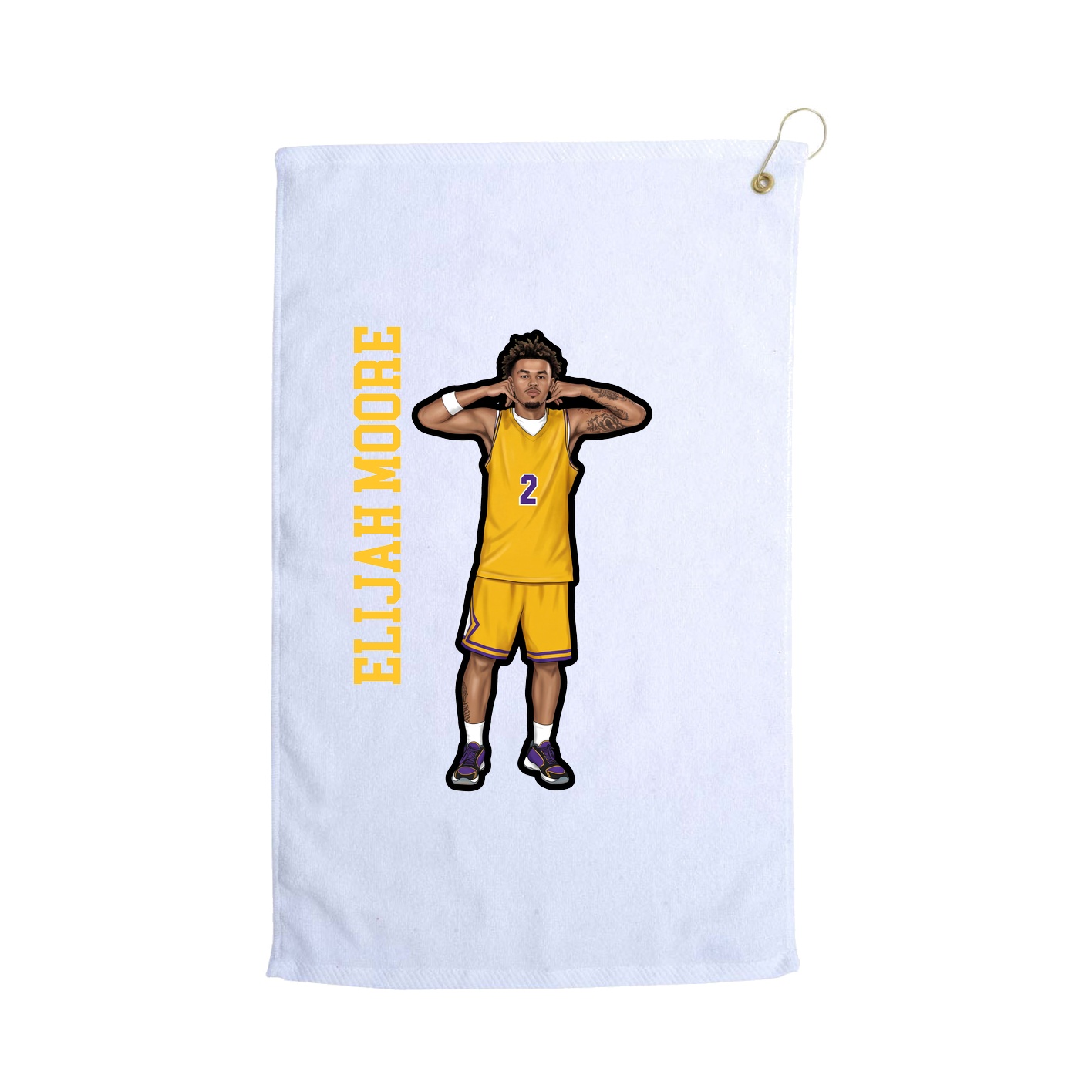 Golf Towel — Name Vertical in White