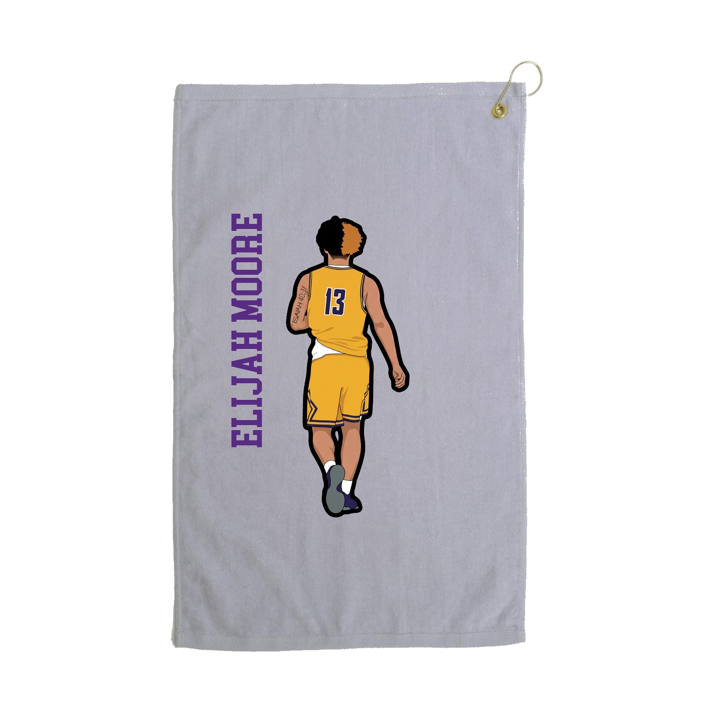Golf Towel — Name Vertical in Grey