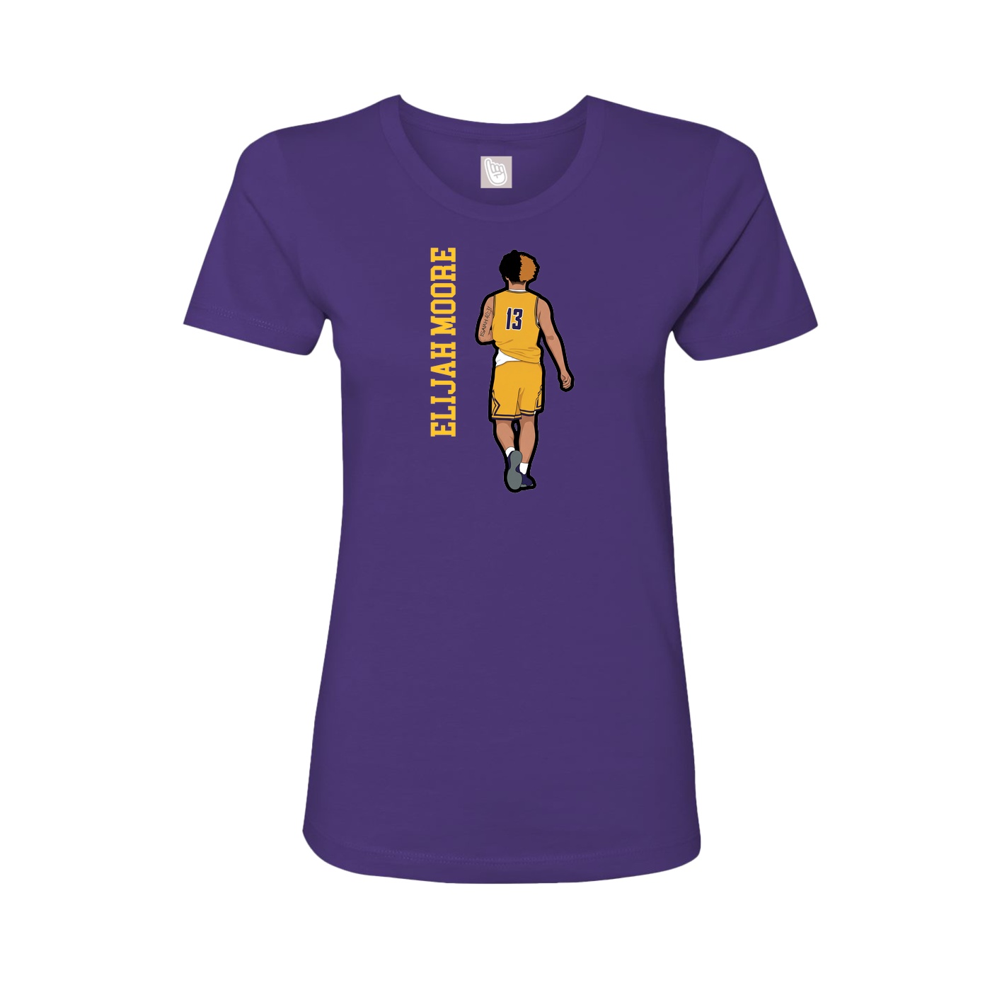 Fitted Women's Tee — Name Vertical in Purple