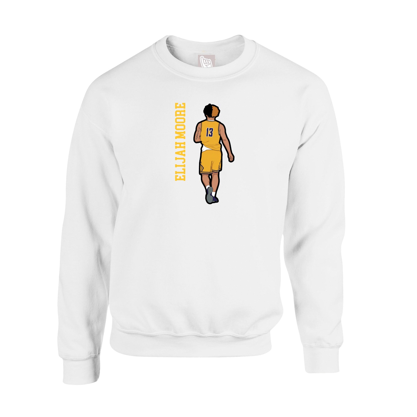 Fleece Crew — Name Vertical in White
