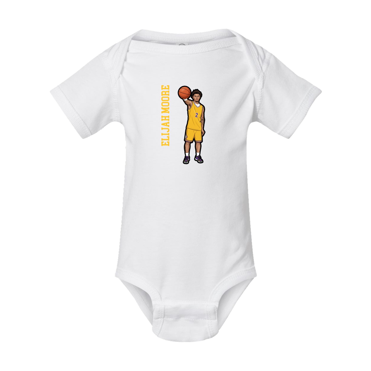 Baby Onesie — Name Vertical in White