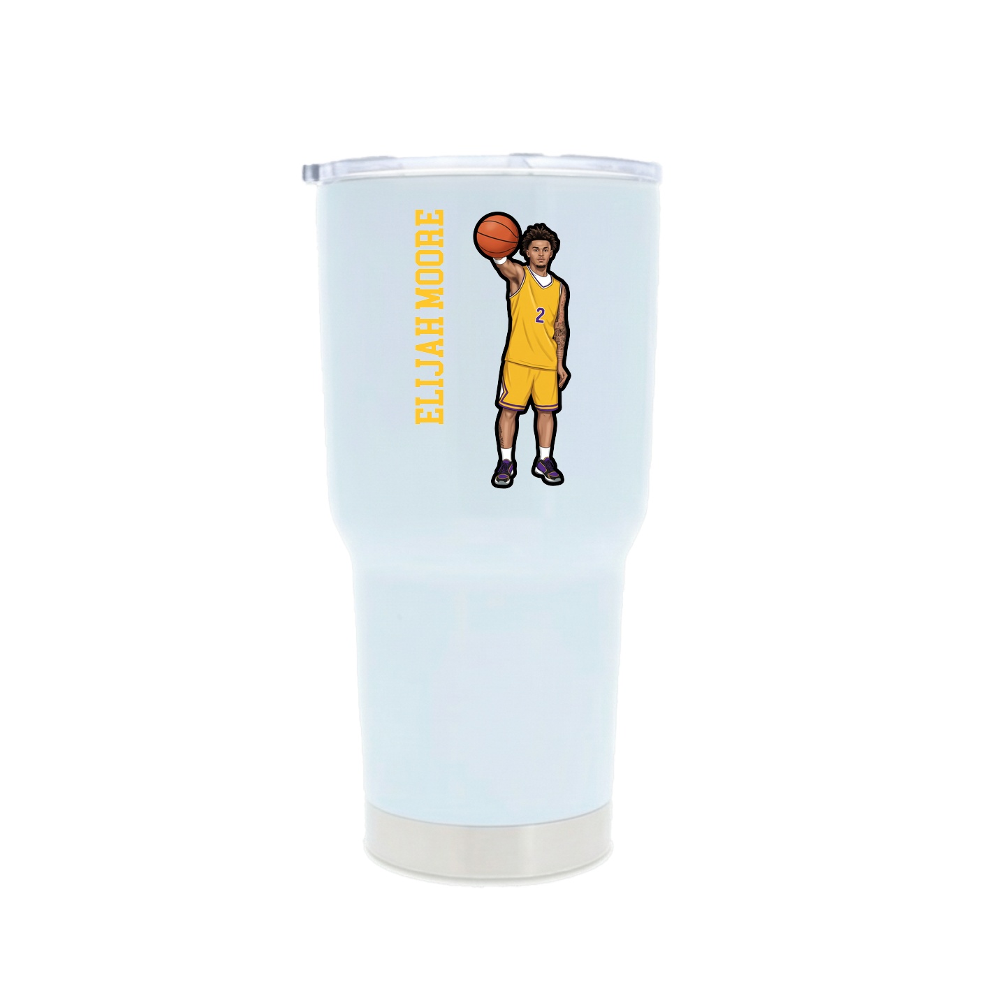 30oz Stainless Steel Tumbler — Name Vertical in White