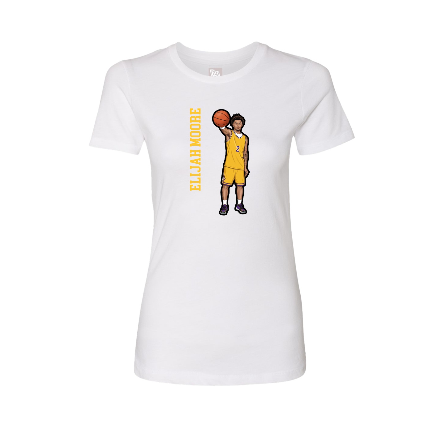 Fitted Women's Tee — Name Vertical in White