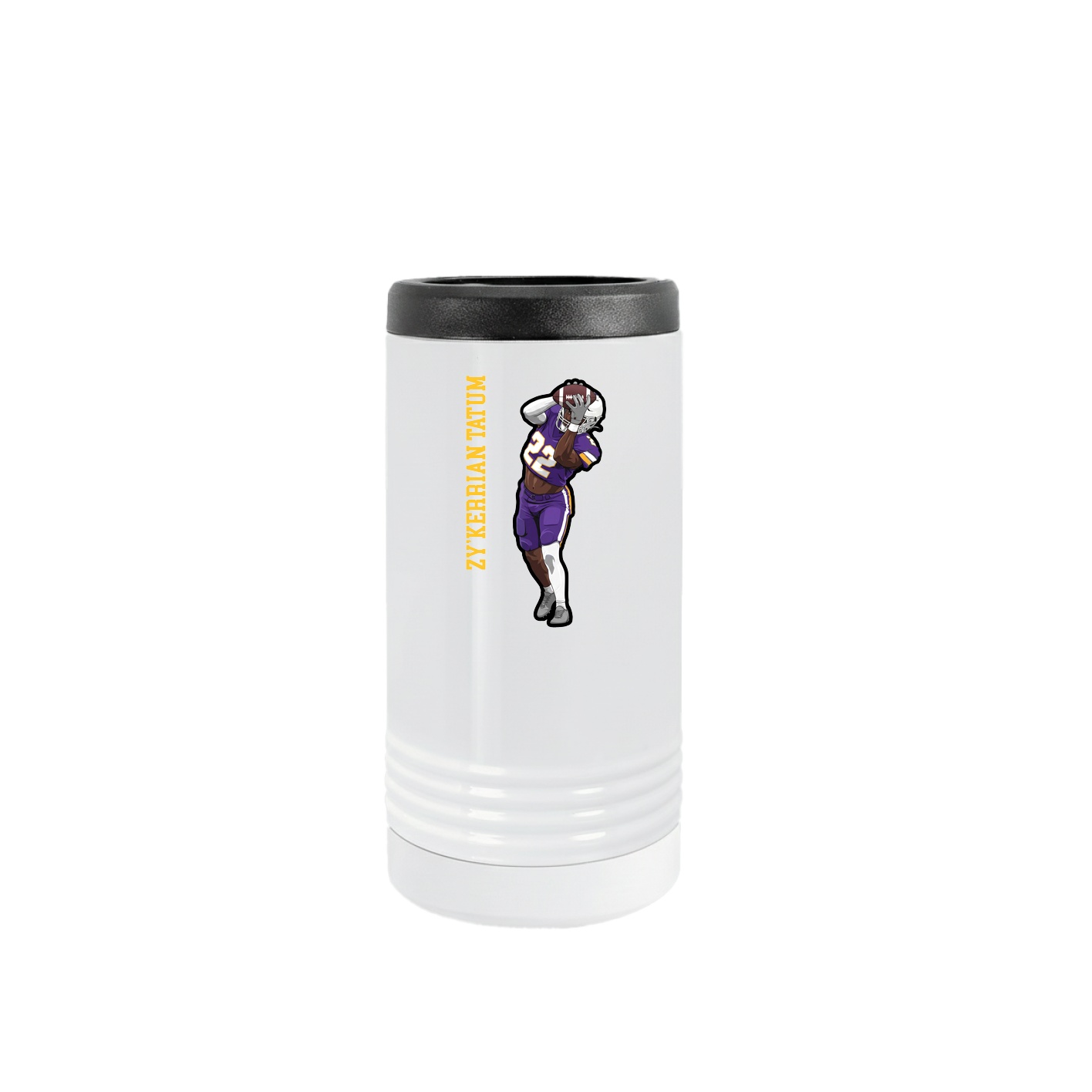 Slim Beverage Holder — Name Vertical in White