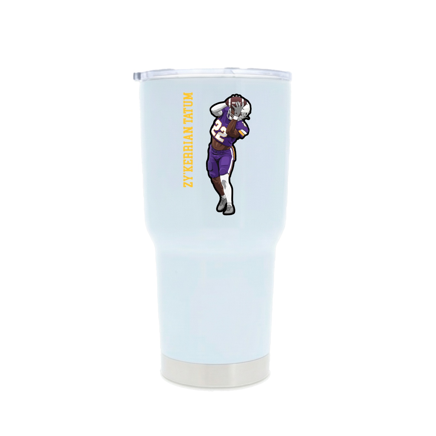 30oz Stainless Steel Tumbler — Name Vertical in White