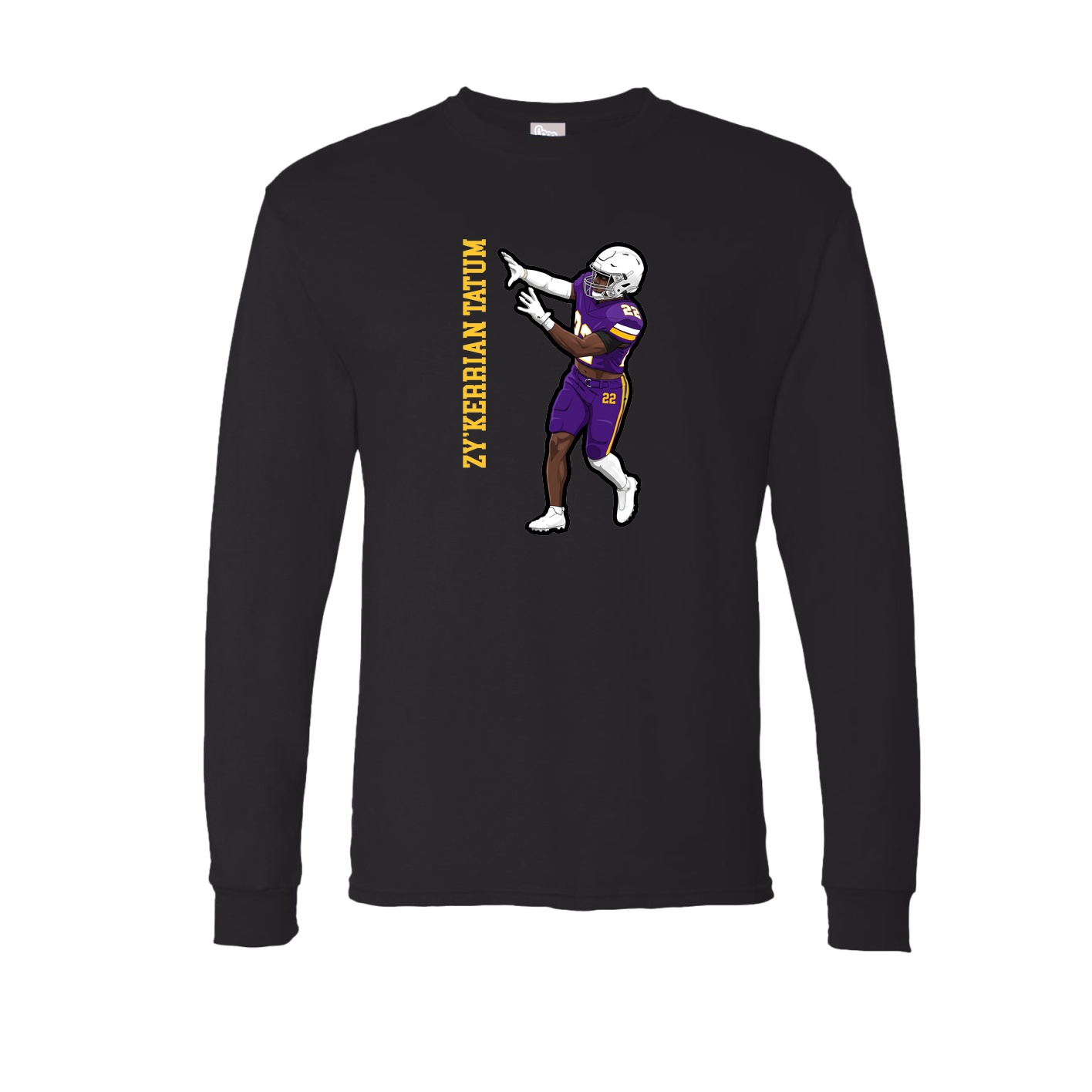 Long Sleeve Tee — Name Vertical in Black