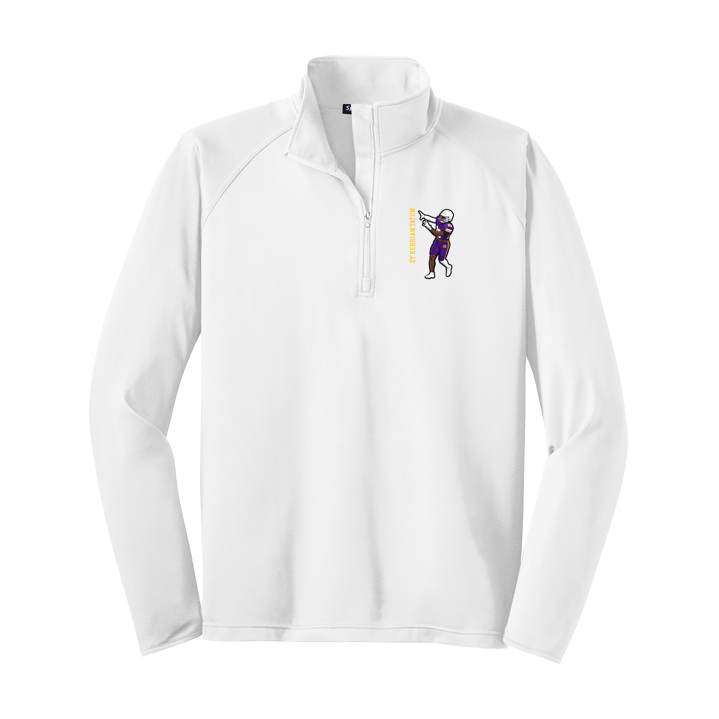 Q-Zip Pullover — Name Vertical in White