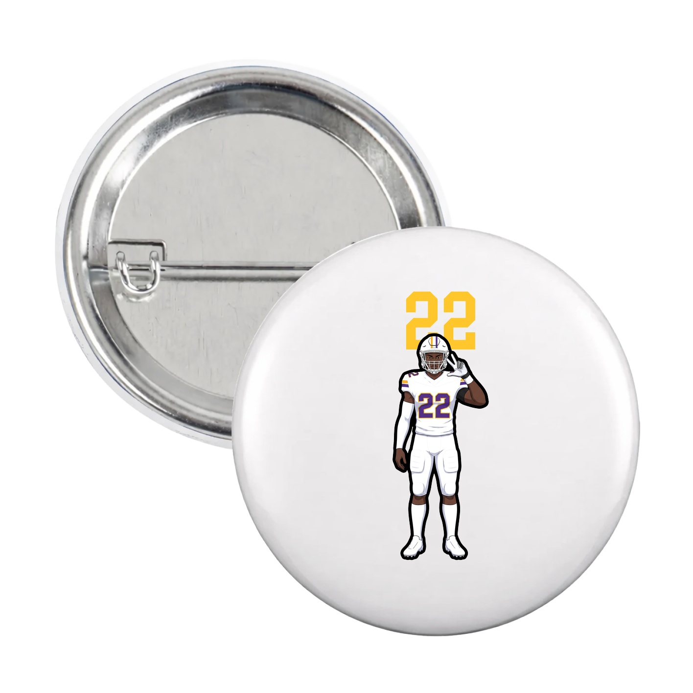 Game Day Button — Number Top in White