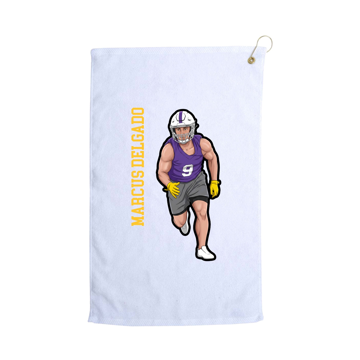 Golf Towel — Name Vertical in White