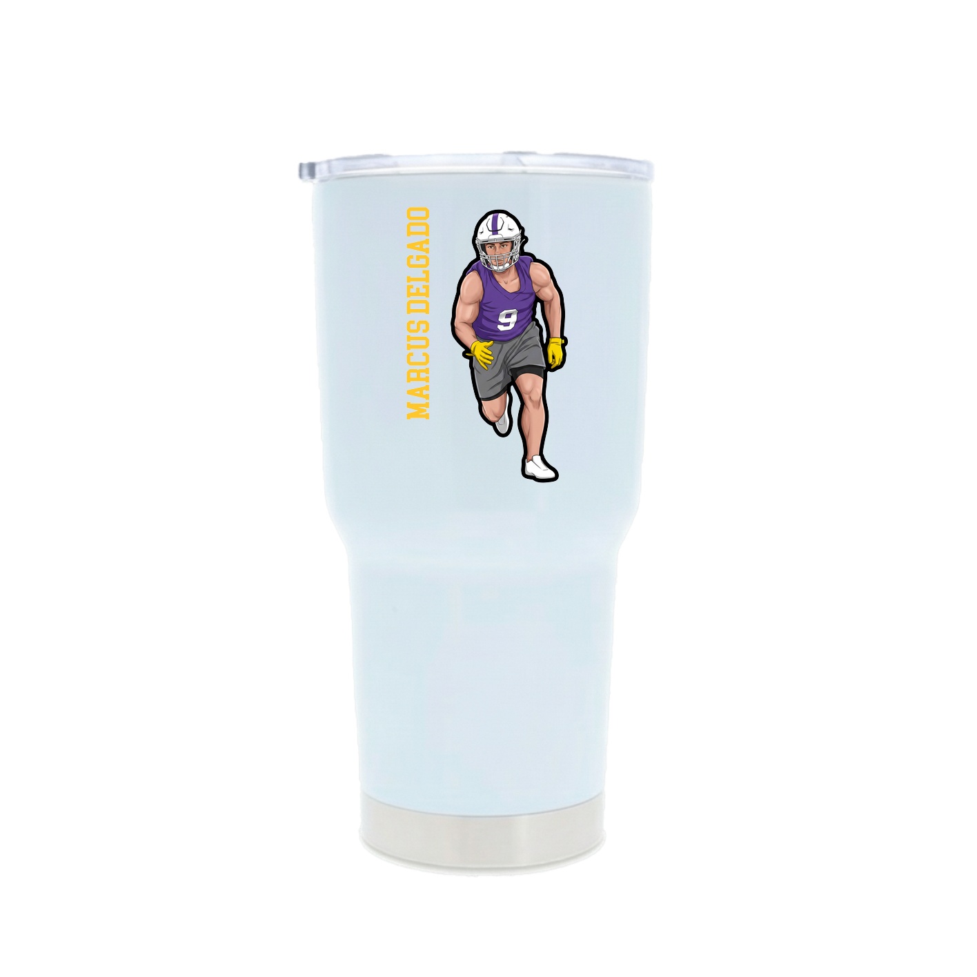 30oz Stainless Steel Tumbler — Name Vertical in White