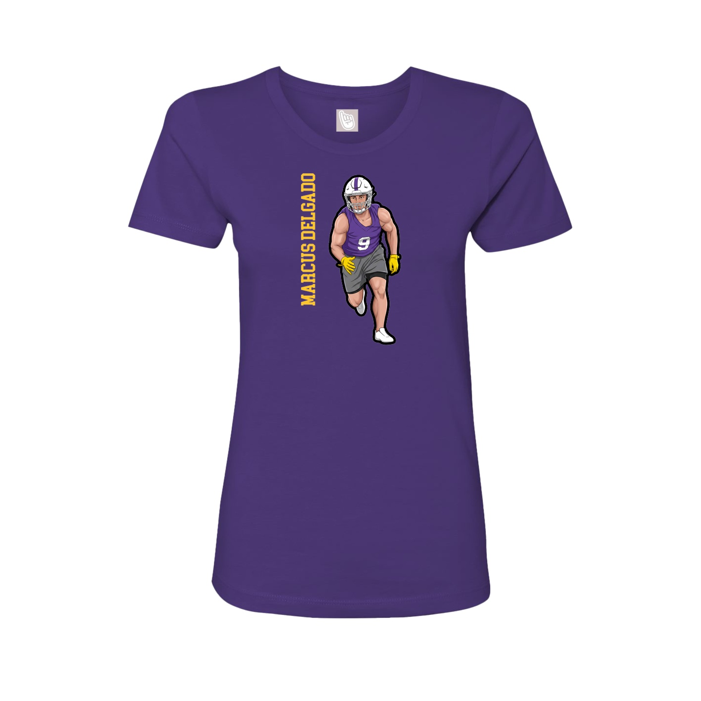 Fitted Women's Tee — Name Vertical in Purple