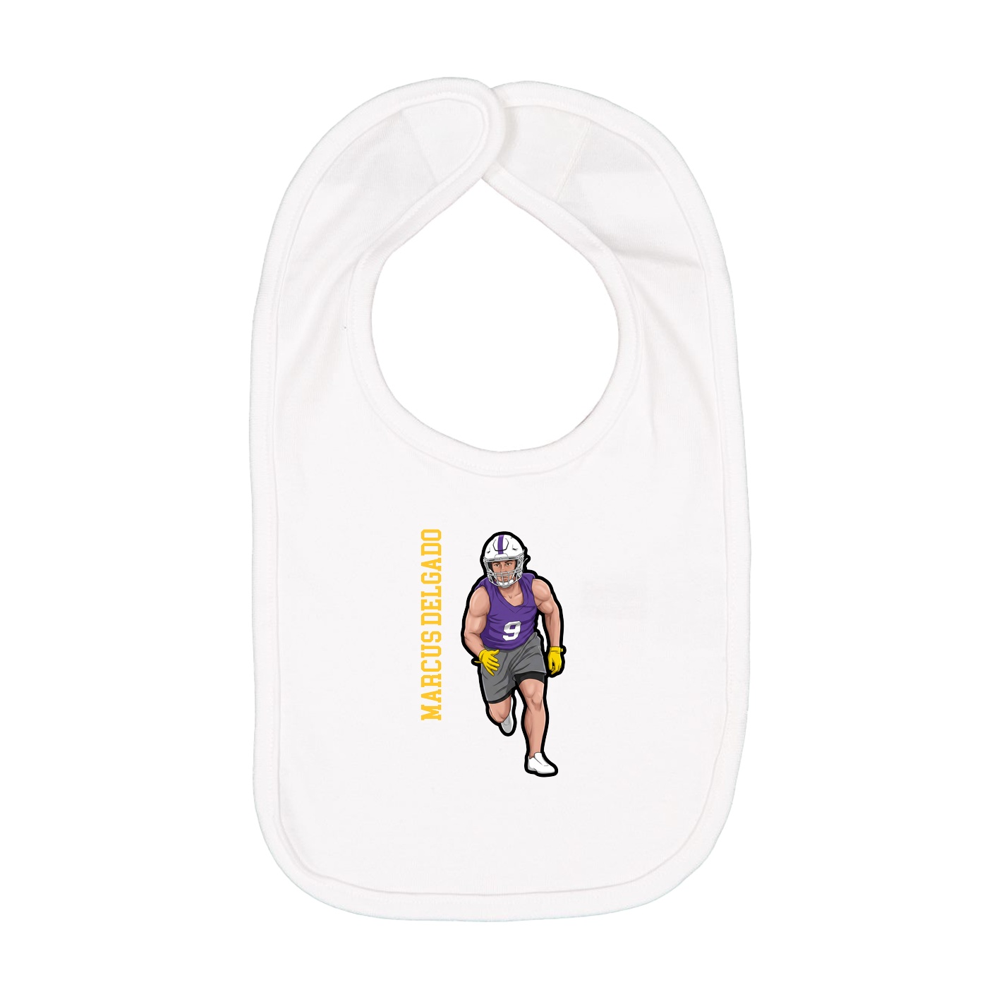 Infant Bib — Name Vertical in White