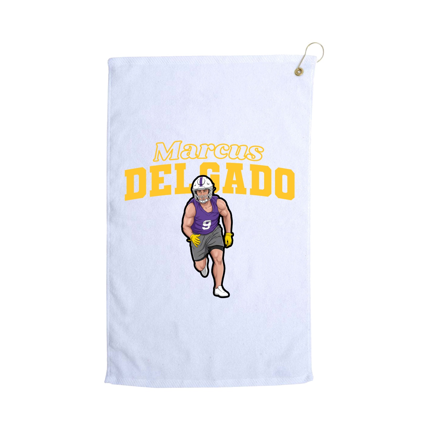 Golf Towel — Name Arch in White