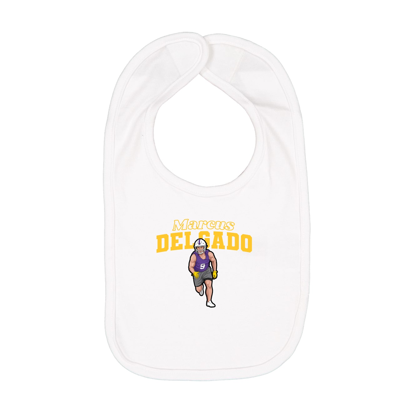 Infant Bib — Name Arch in White
